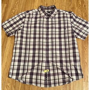 Marmot Men's Shirt XL Checkered Gray Purple Colors Short Sleeve‎ For Life Dressy